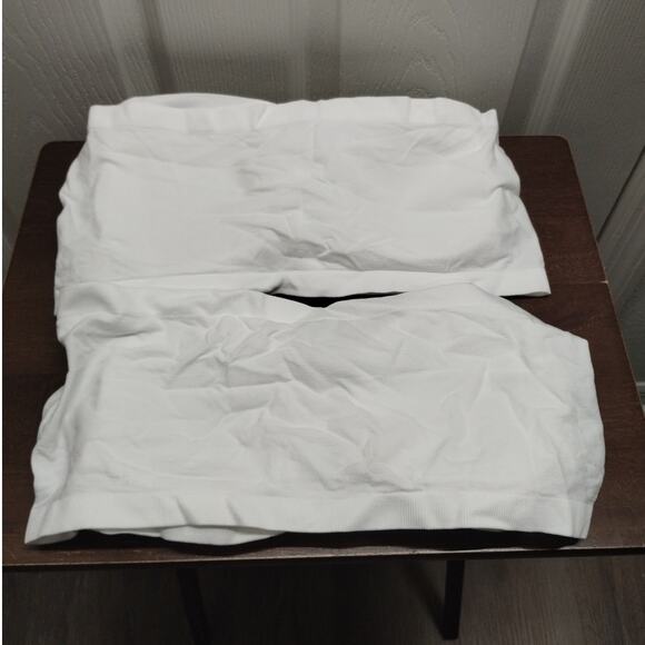 Real Field NEW Size 5X White Stretch Bandeau Tube Top Removable Pad Bra Set of 2 - Picture 2 of 3